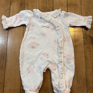 Koala Kids White and Pink Floral Ruffled One Piece